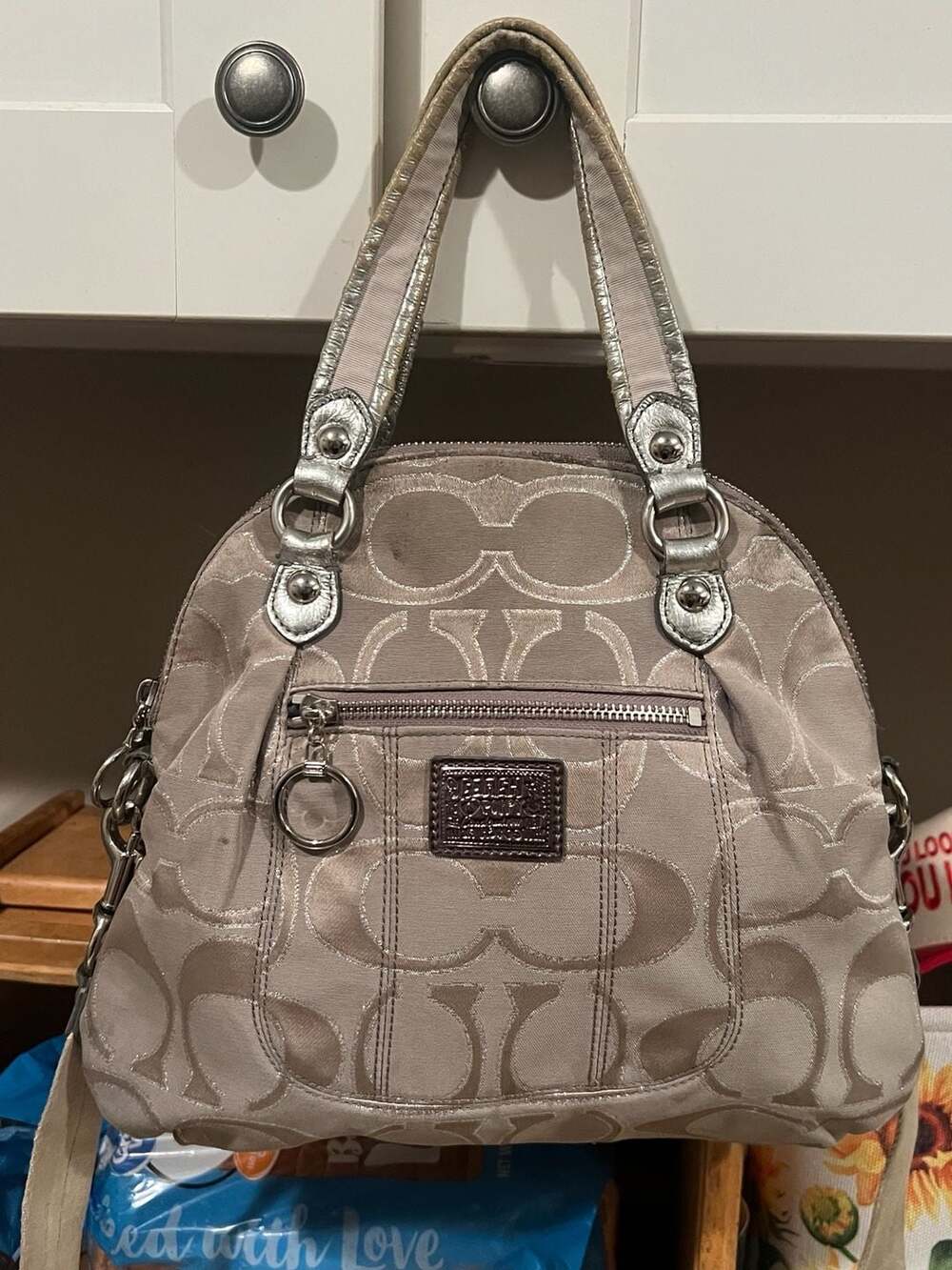 Coach Poppy Signature Lurex Glam Tote Satchel Handbag 18709